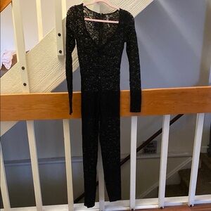anthropologie Black Lace Jumpsuit